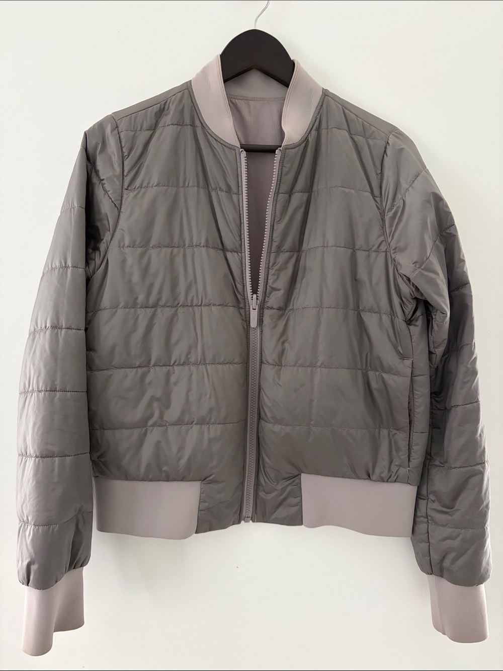 Reversible Lululrmon Bomber Jacket in lavender grey